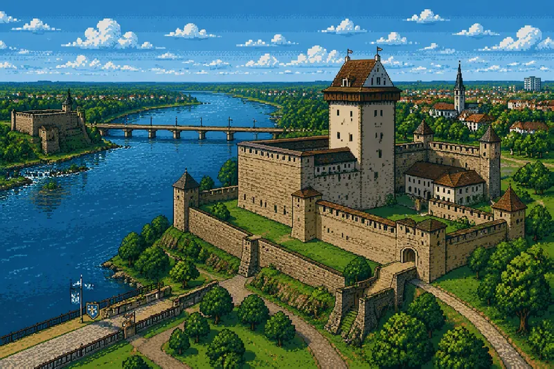 Historiallinen linna Narva-joen rannalla Historiallinen linna Narva-joen rannalla