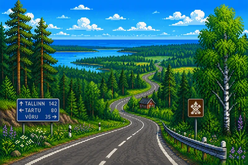 Maisematie Viron metsäisessä maaseudussa Maisematie Viron metsäisessä maaseudussa