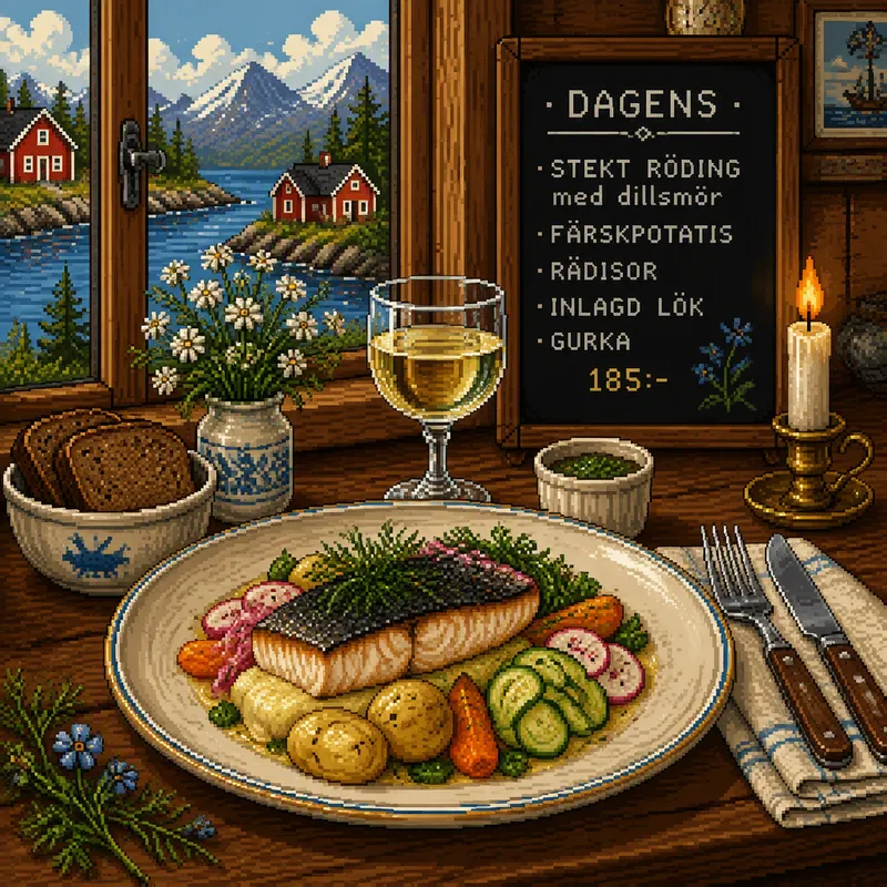 Herkullinen annos tuoretta kalaa ja sesongin vihanneksia Herkullinen annos tuoretta kalaa ja sesongin vihanneksia