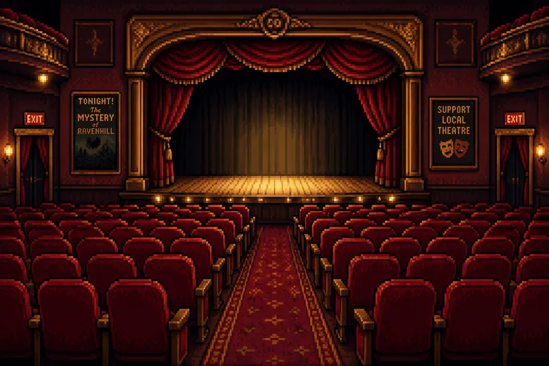 Tyhjä teatterisali ja näyttämö Tyhjä teatterisali ja näyttämö