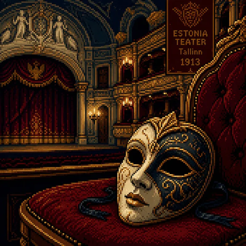 Teatterinaamio samettituolilla perinteisessä teatterimiljöössä
